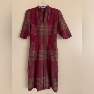 Vintage 1970's Liliane Burty plaid dress Paris France 34